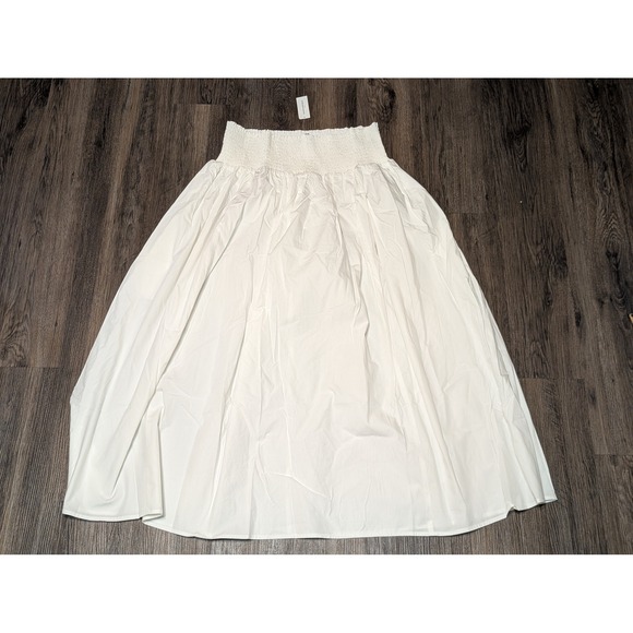 Banana Republic White Smocked Waist Midi Skirt Womens XL New with Tags - Picture 1 of 5